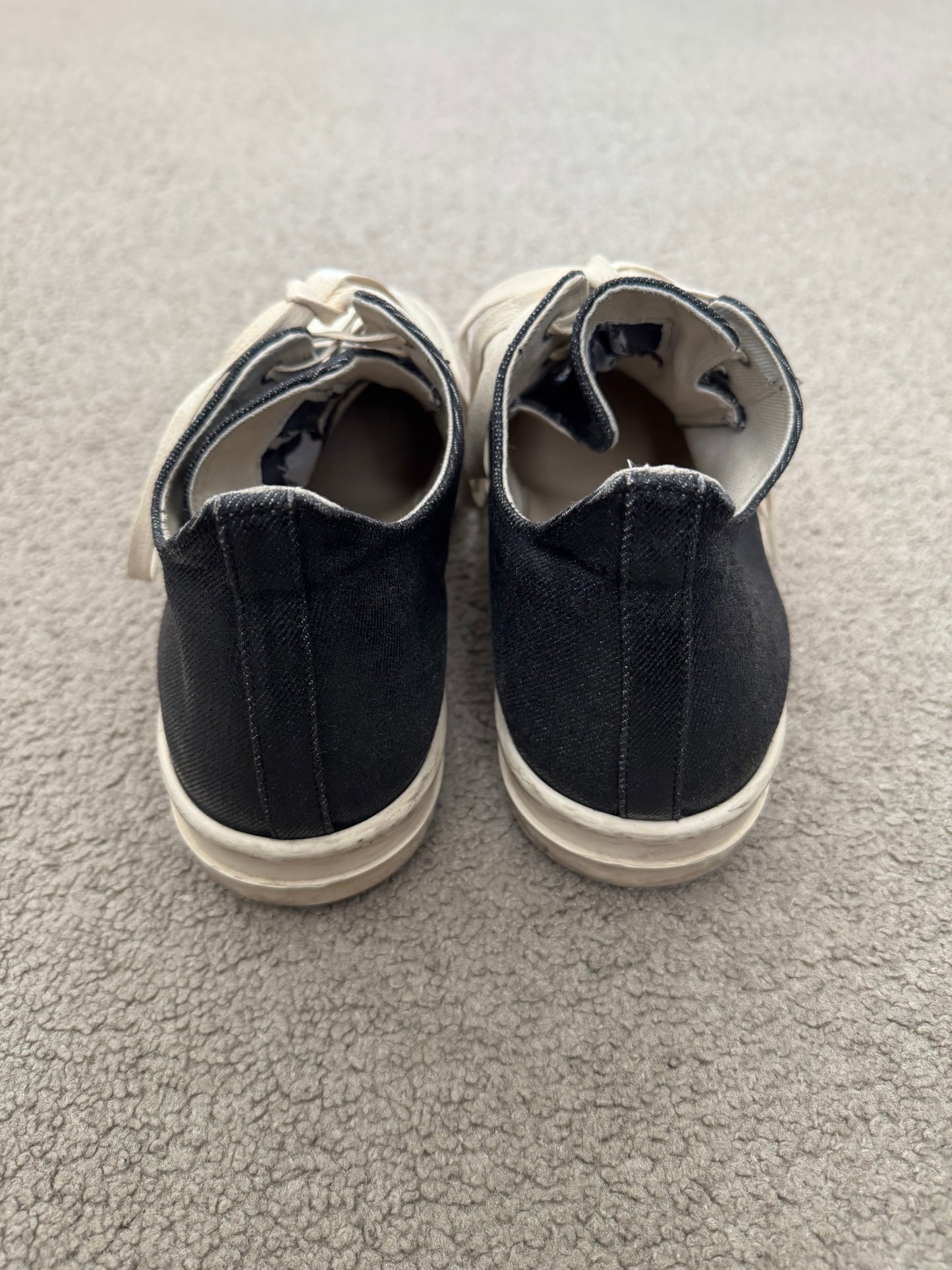 FW21 Rick Owens DRKSHDW Black Waxed Low Ramones Sneakers