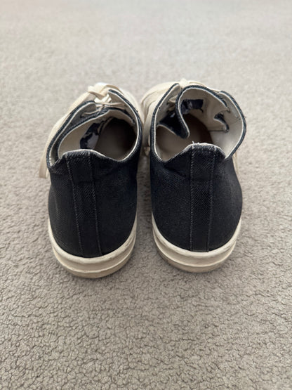 FW21 Rick Owens DRKSHDW Black Waxed Low Ramones Sneakers