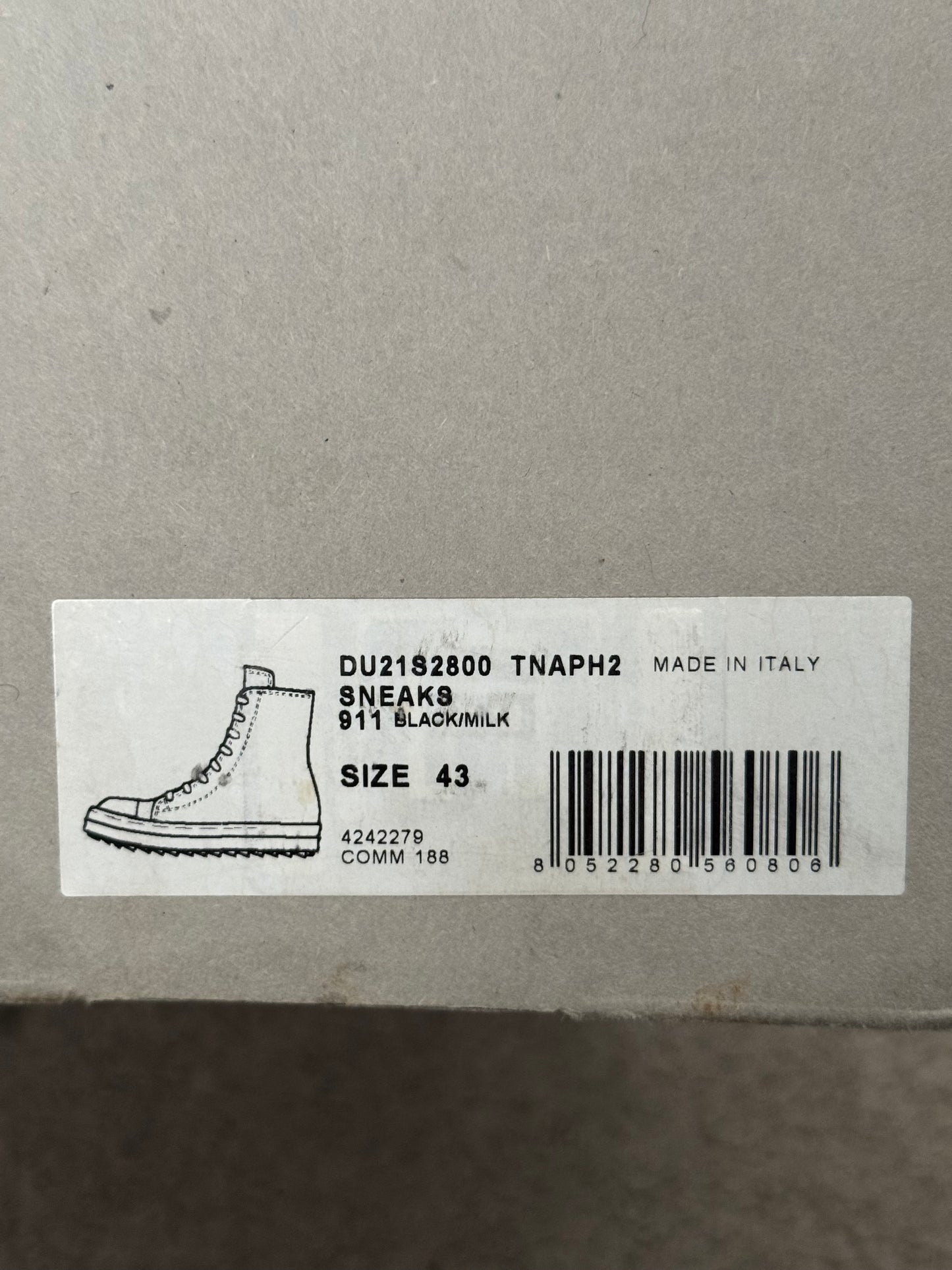 SS21 Rick Owens DRKSHDW "License Plate" Ramones Sneakers