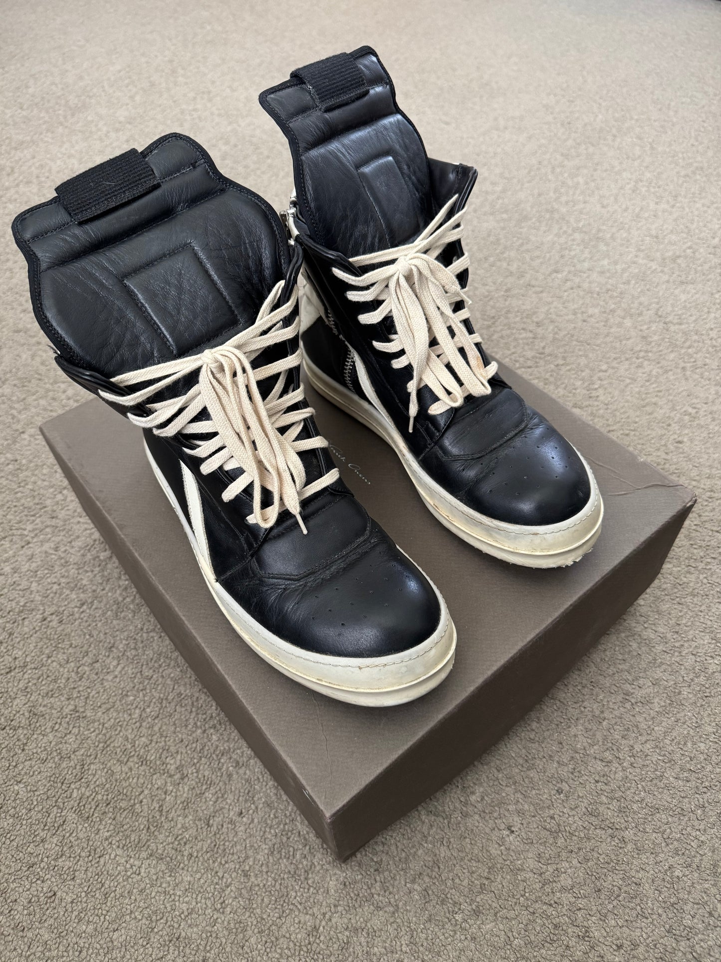 SS14 Rick Owens Black & White Geobasket High Top Sneakers