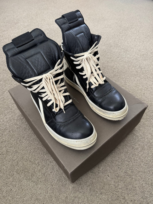 SS14 Rick Owens Black & White Geobasket High Top Sneakers