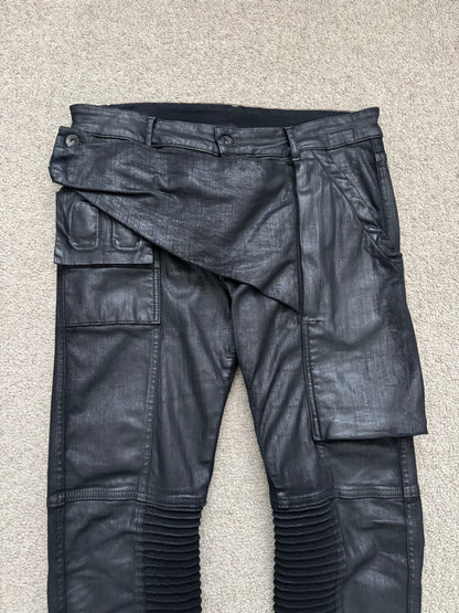 SS17 Rick Owens DRKSHDW Black Waxed Memphis Biker Denim Jeans