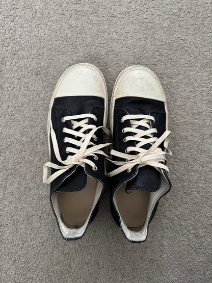 FW21 Rick Owens DRKSHDW Black Waxed Low Ramones Sneakers