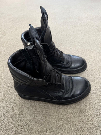 SS14 Rick Owens Triple Black Geobasket High Top Sneakers