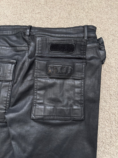 SS17 Rick Owens DRKSHDW Black Waxed Memphis Biker Denim Jeans