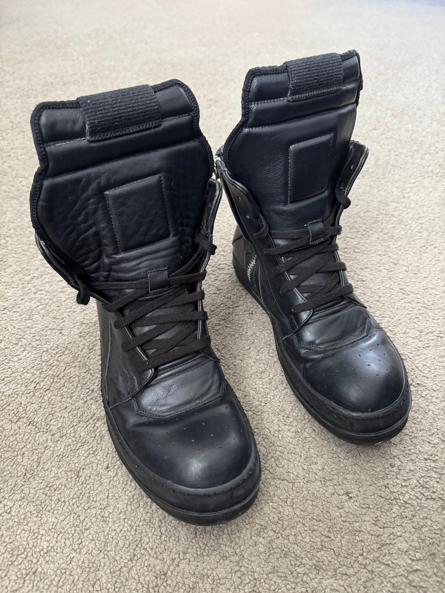 SS14 Rick Owens Triple Black Geobasket High Top Sneakers