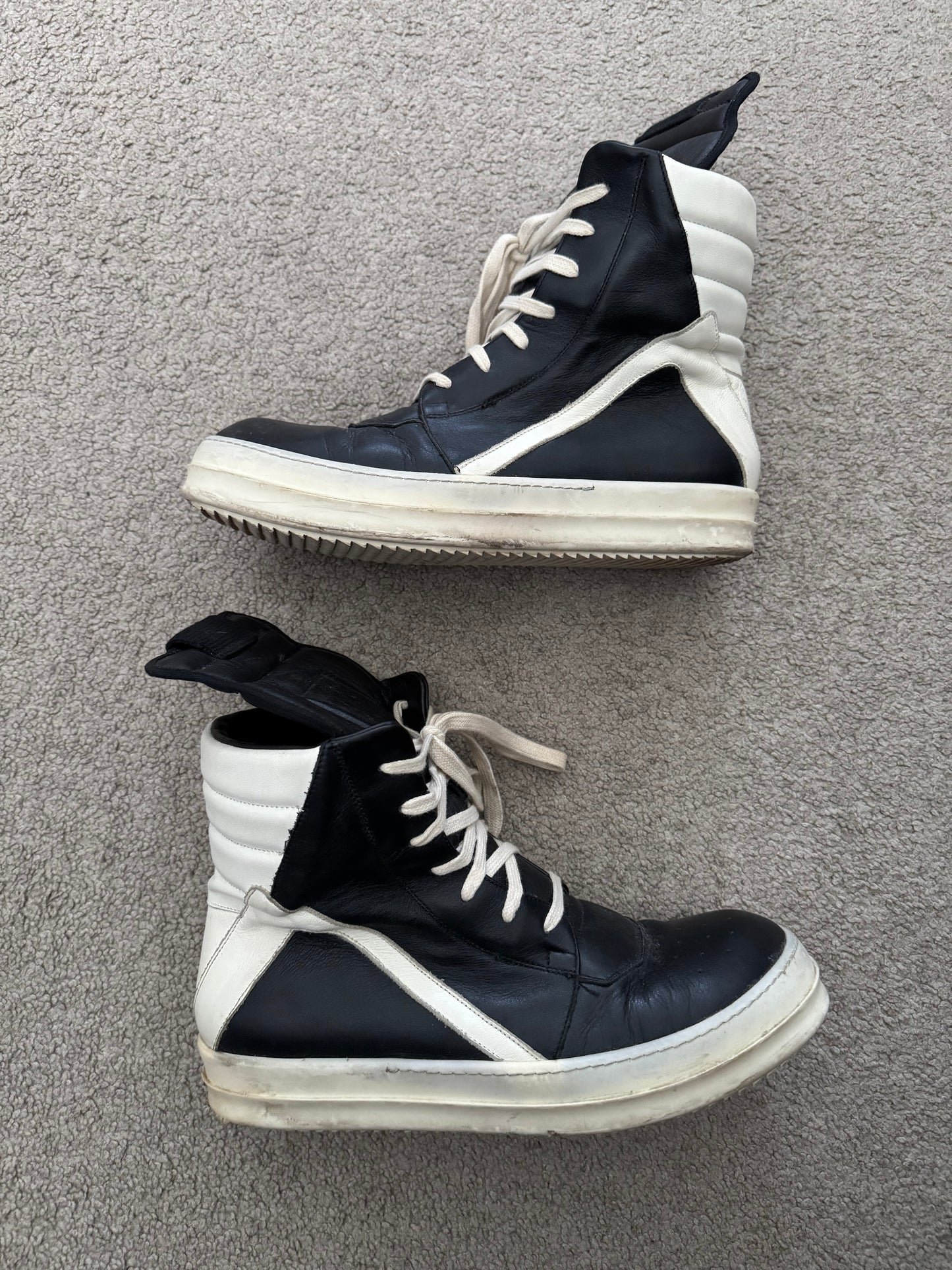 SS14 Rick Owens Black & White Geobasket High Top Sneakers