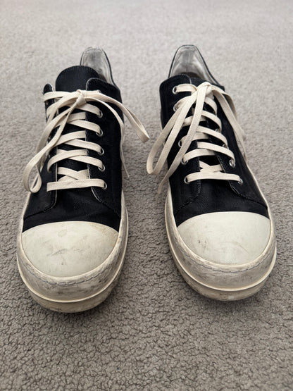 FW21 Rick Owens DRKSHDW Black Waxed Low Ramones Sneakers