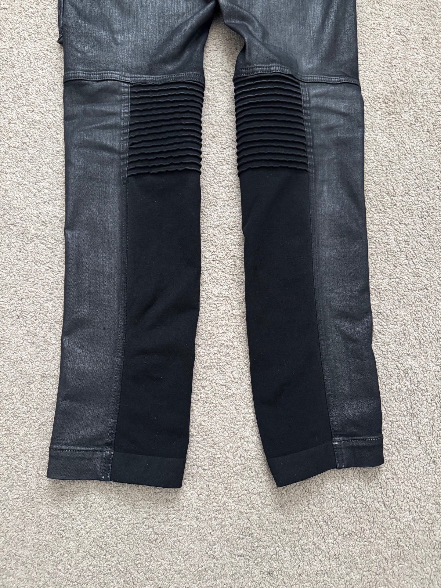 SS17 Rick Owens DRKSHDW Black Waxed Memphis Biker Denim Jeans