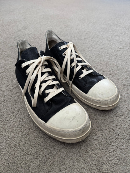 FW21 Rick Owens DRKSHDW Black Waxed Low Ramones Sneakers