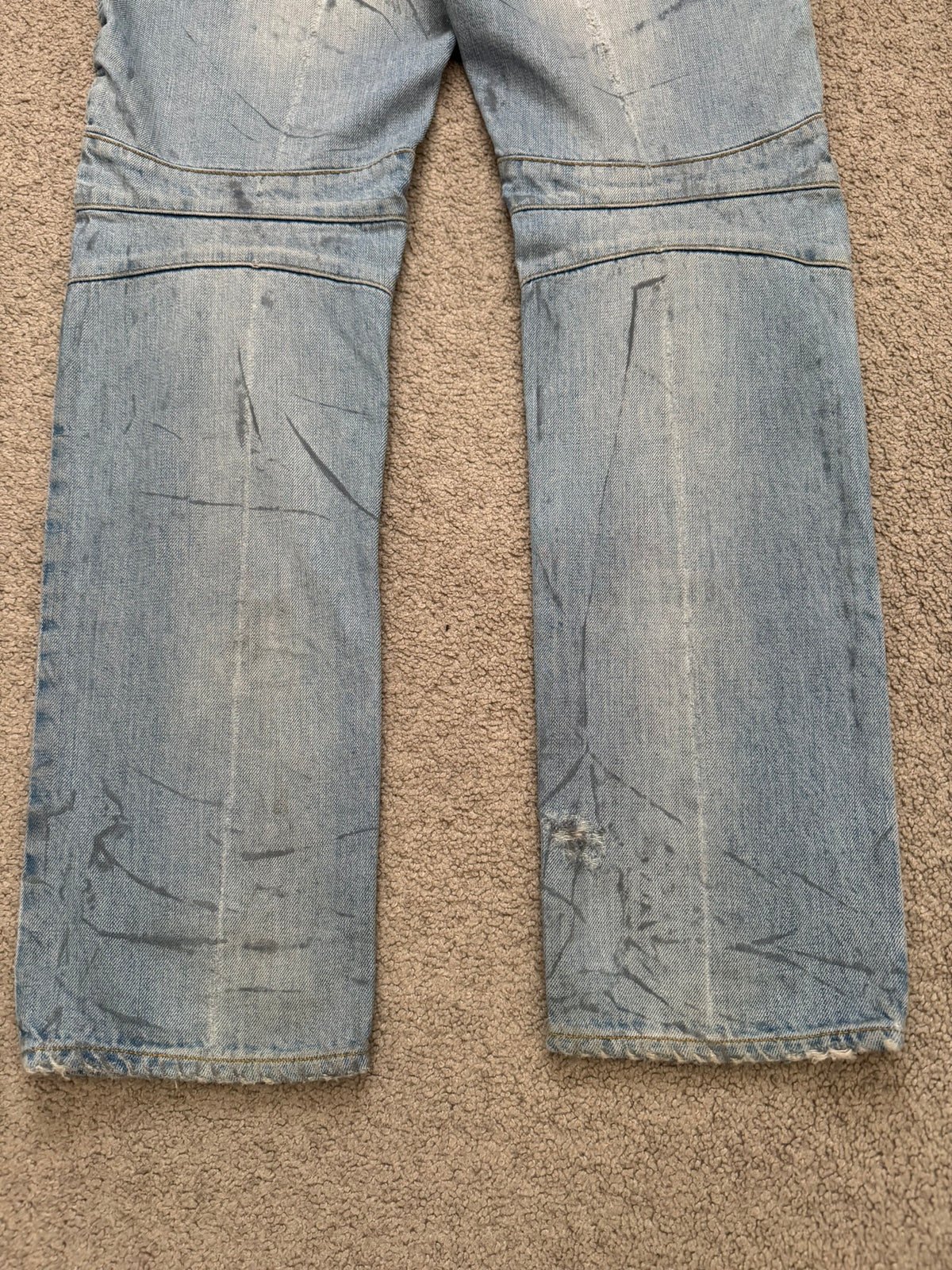 SS11 Balmain by Christophe Decarnin Eagle Coin Light Wash Biker Denim Jeans