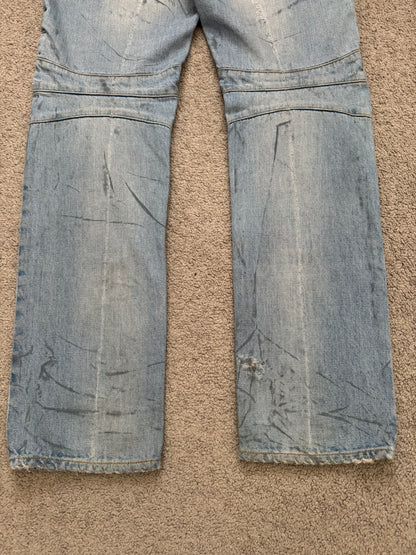 SS11 Balmain by Christophe Decarnin Eagle Coin Light Wash Biker Denim Jeans