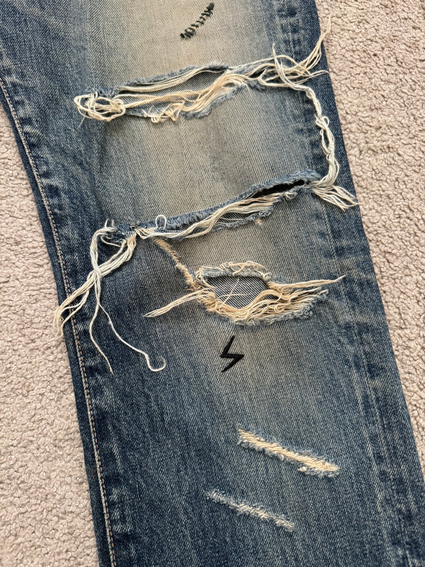 SS05 Undercover "But Beautiful" 60 Distressed Patch Denim Jeans