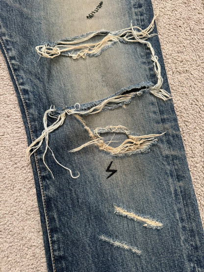 SS05 Undercover "But Beautiful" 60 Distressed Patch Denim Jeans