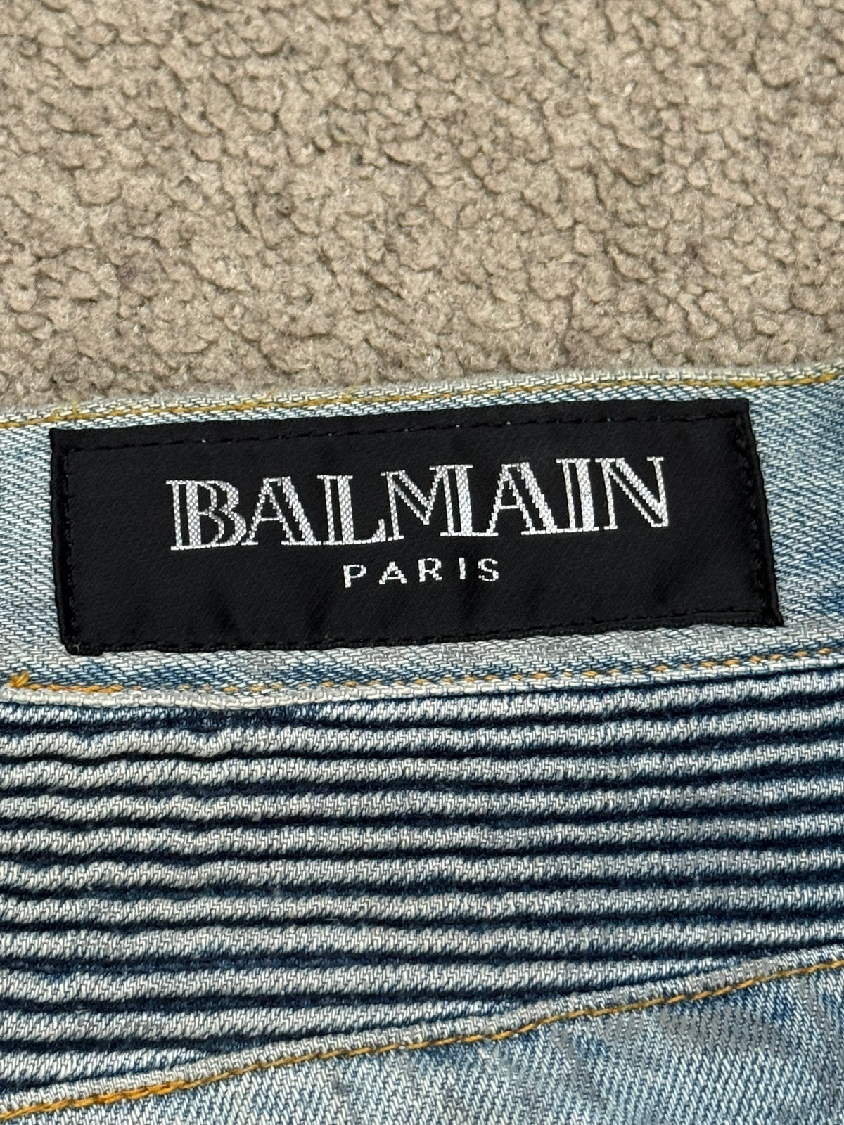 SS11 Balmain by Christophe Decarnin Eagle Coin Light Wash Biker Denim Jeans