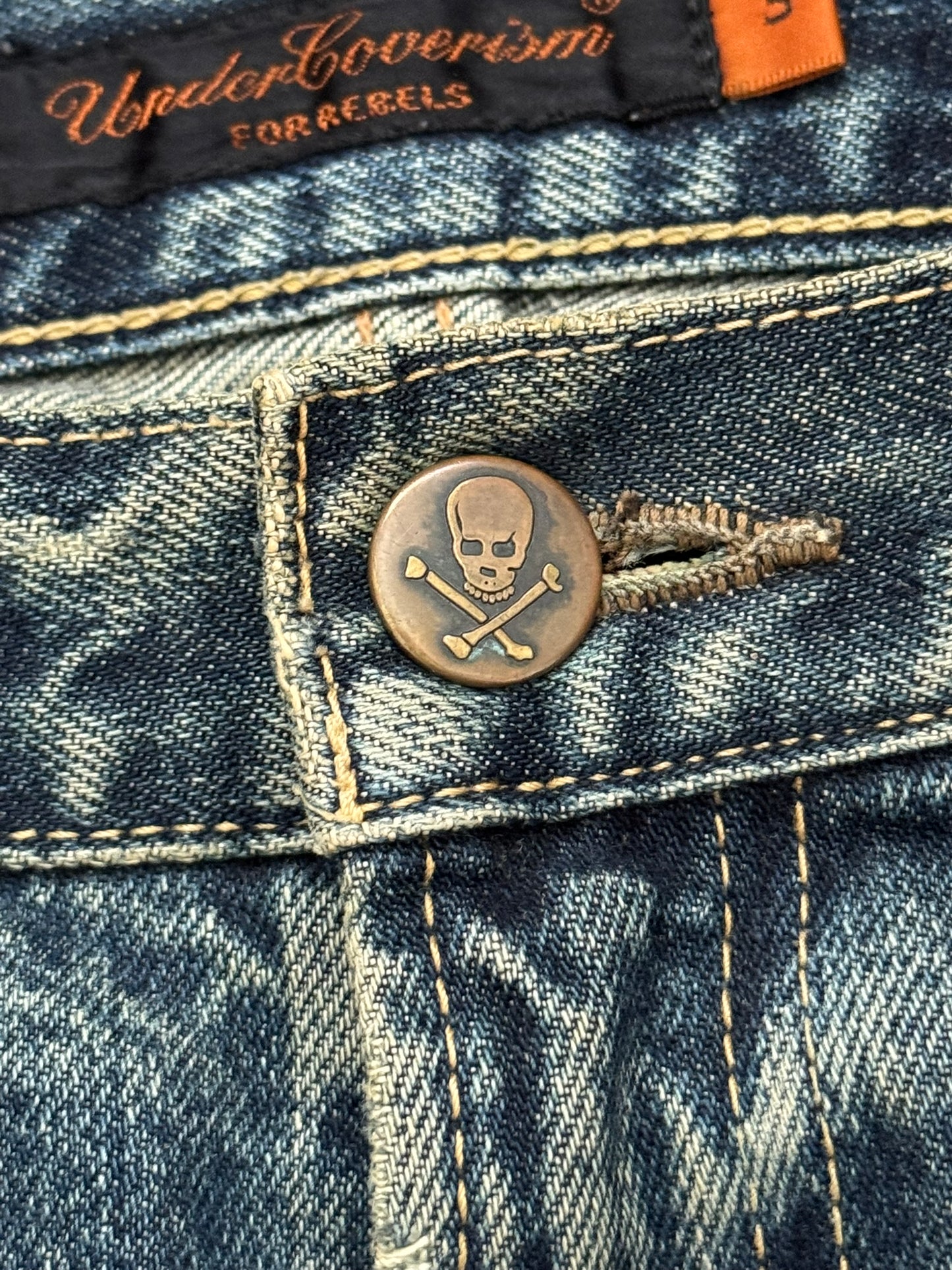 SS05 Undercover "But Beautiful" 60 Distressed Patch Denim Jeans