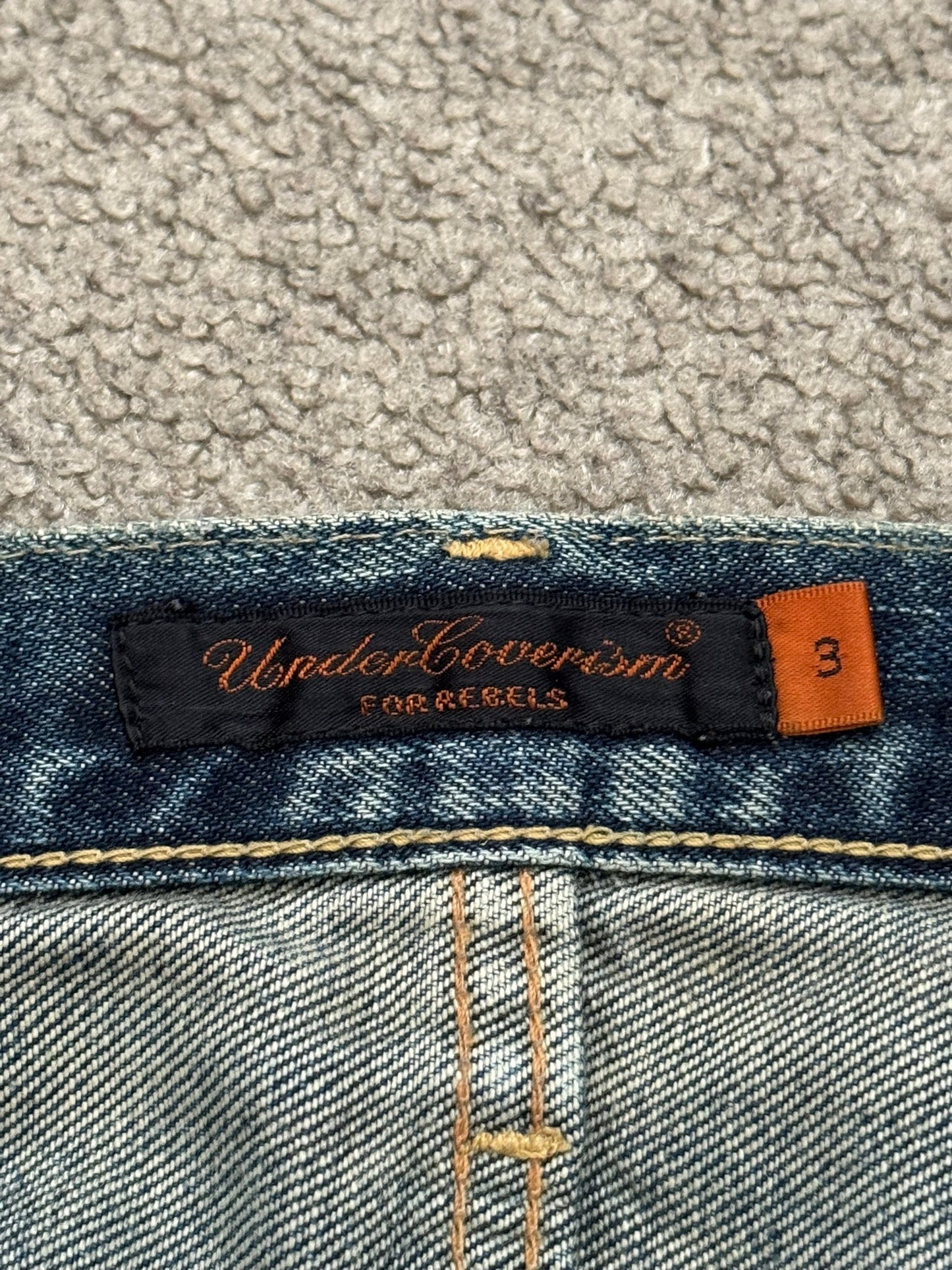 SS05 Undercover "But Beautiful" 60 Distressed Patch Denim Jeans