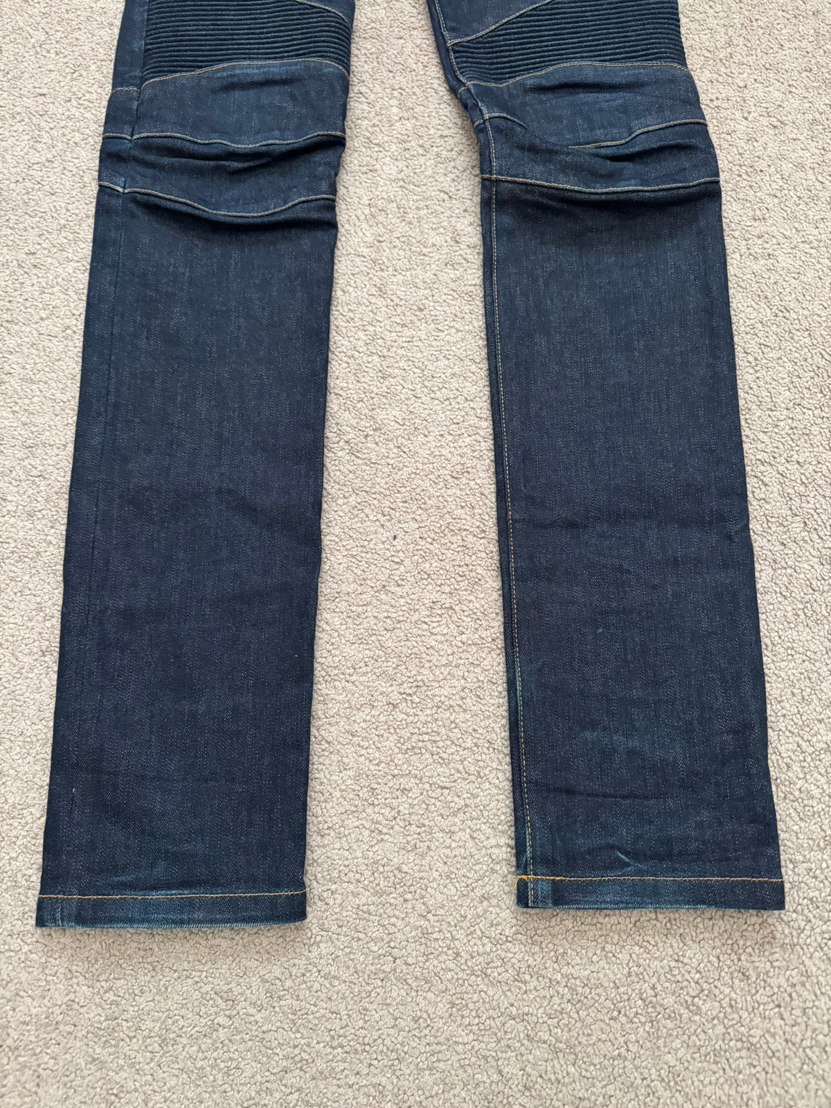 SS15 Balmain by Olivier Rousteing Raw Zip Biker Denim Jeans