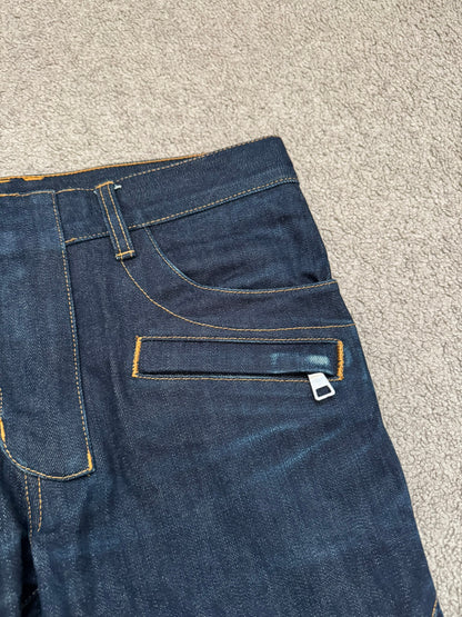 SS15 Balmain by Olivier Rousteing Raw Zip Biker Denim Jeans