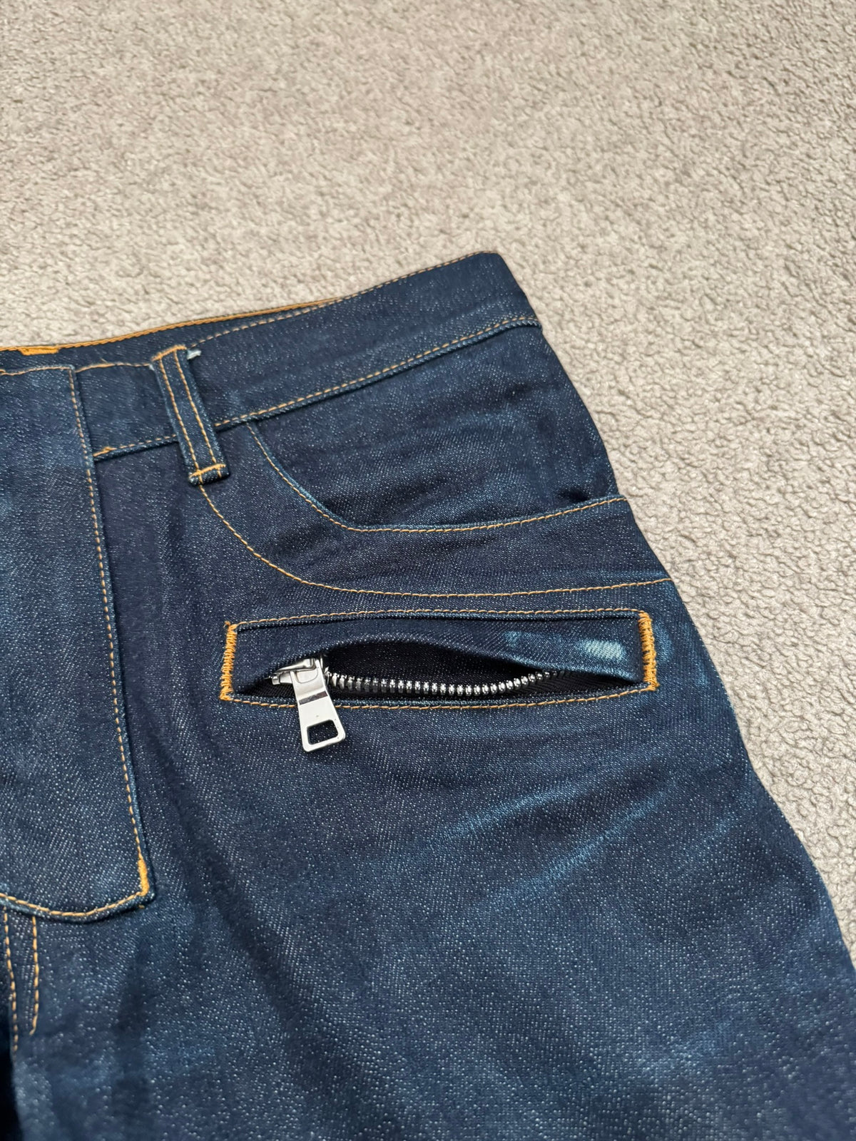 SS15 Balmain by Olivier Rousteing Raw Zip Biker Denim Jeans