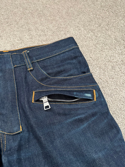 SS15 Balmain by Olivier Rousteing Raw Zip Biker Denim Jeans