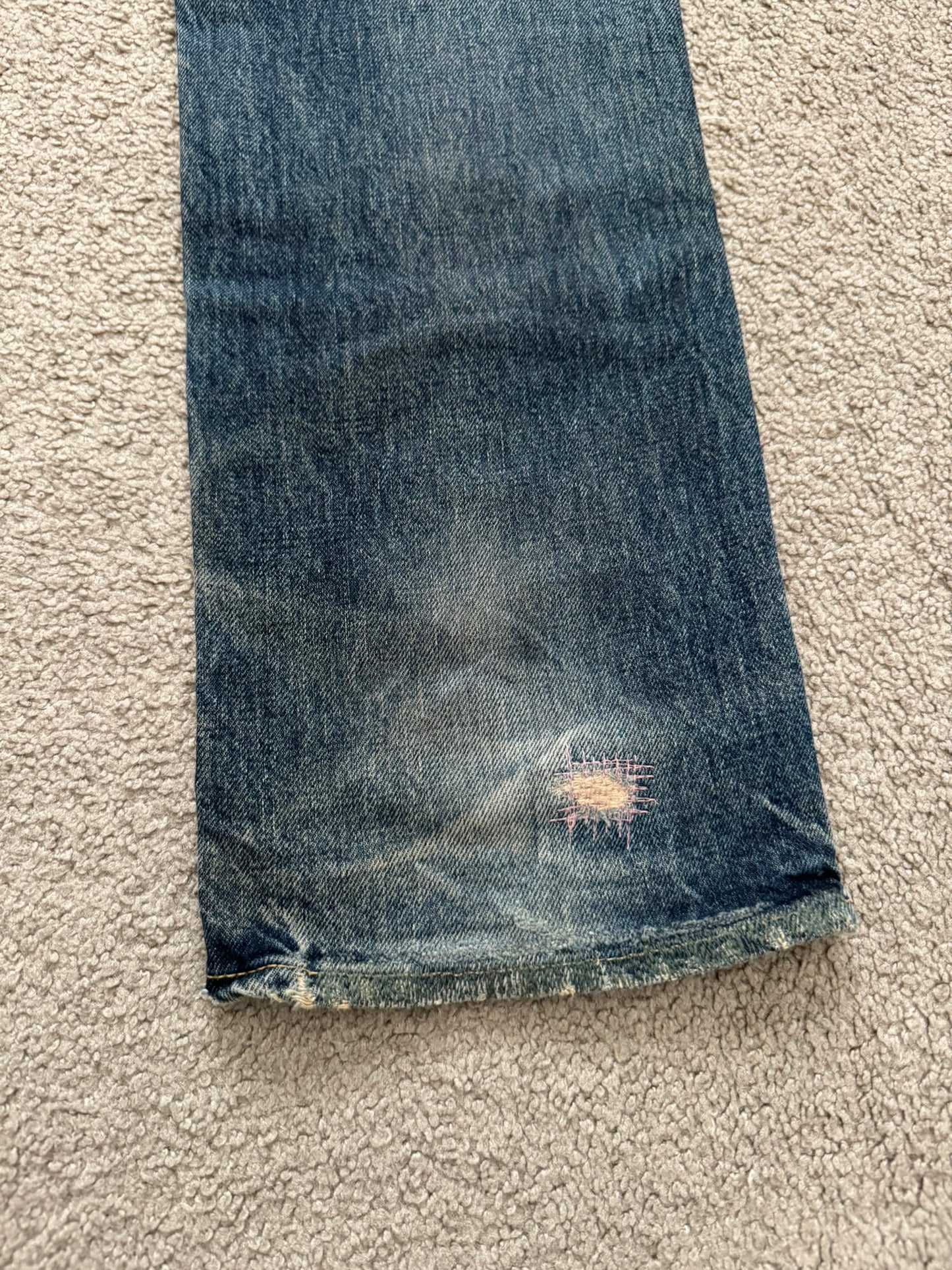 SS05 Undercover "But Beautiful" 60 Distressed Patch Denim Jeans