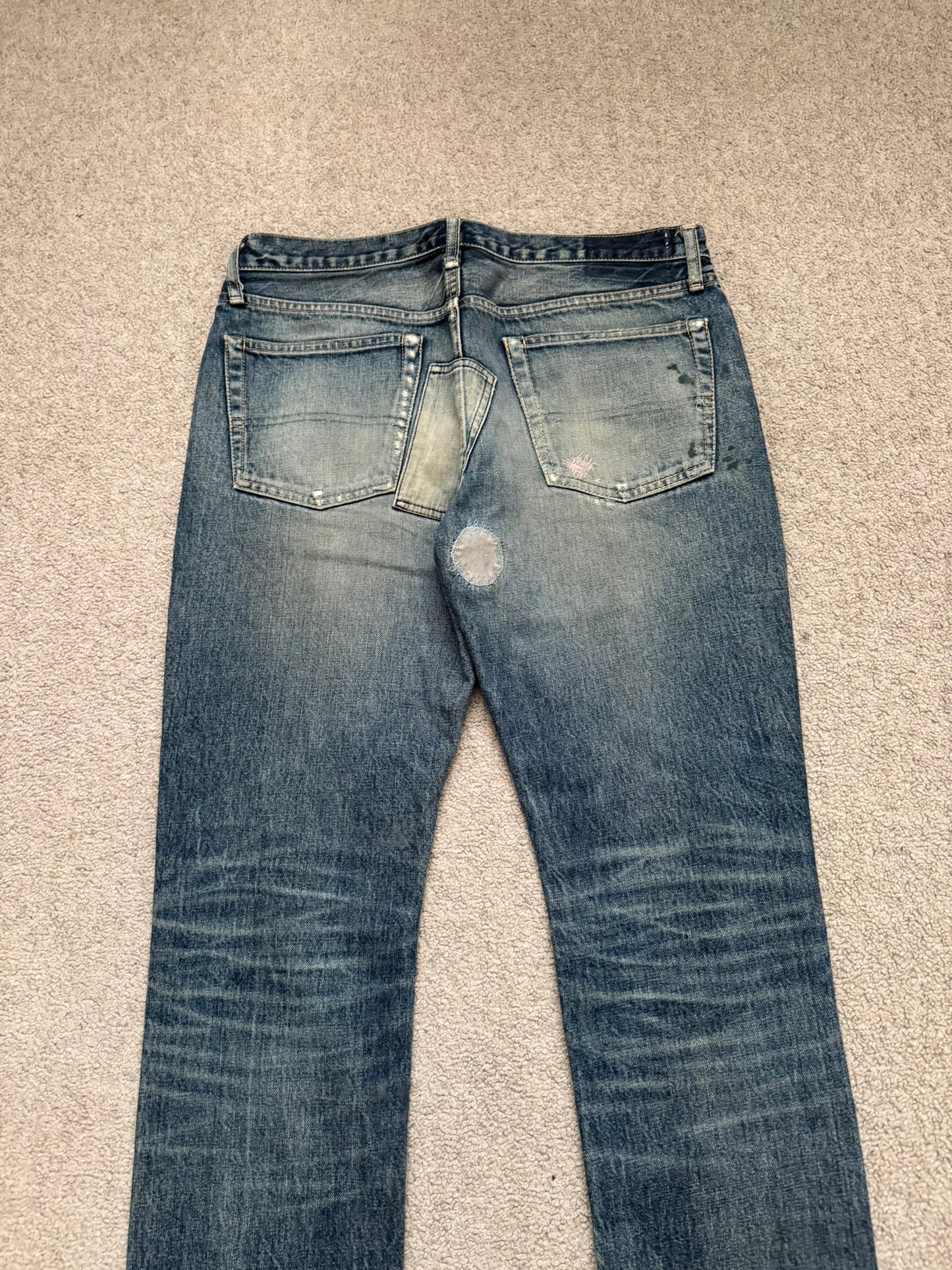 SS05 Undercover "But Beautiful" 60 Distressed Patch Denim Jeans