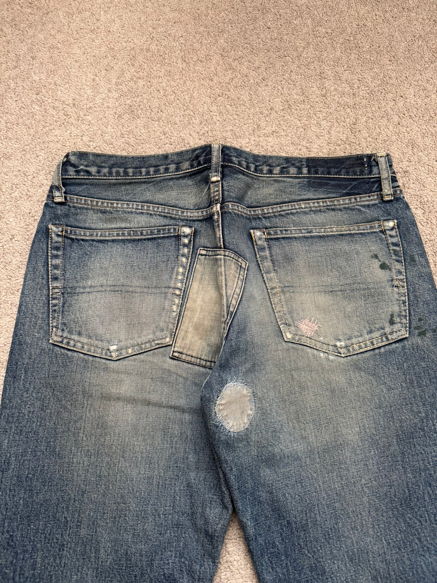 SS05 Undercover "But Beautiful" 60 Distressed Patch Denim Jeans