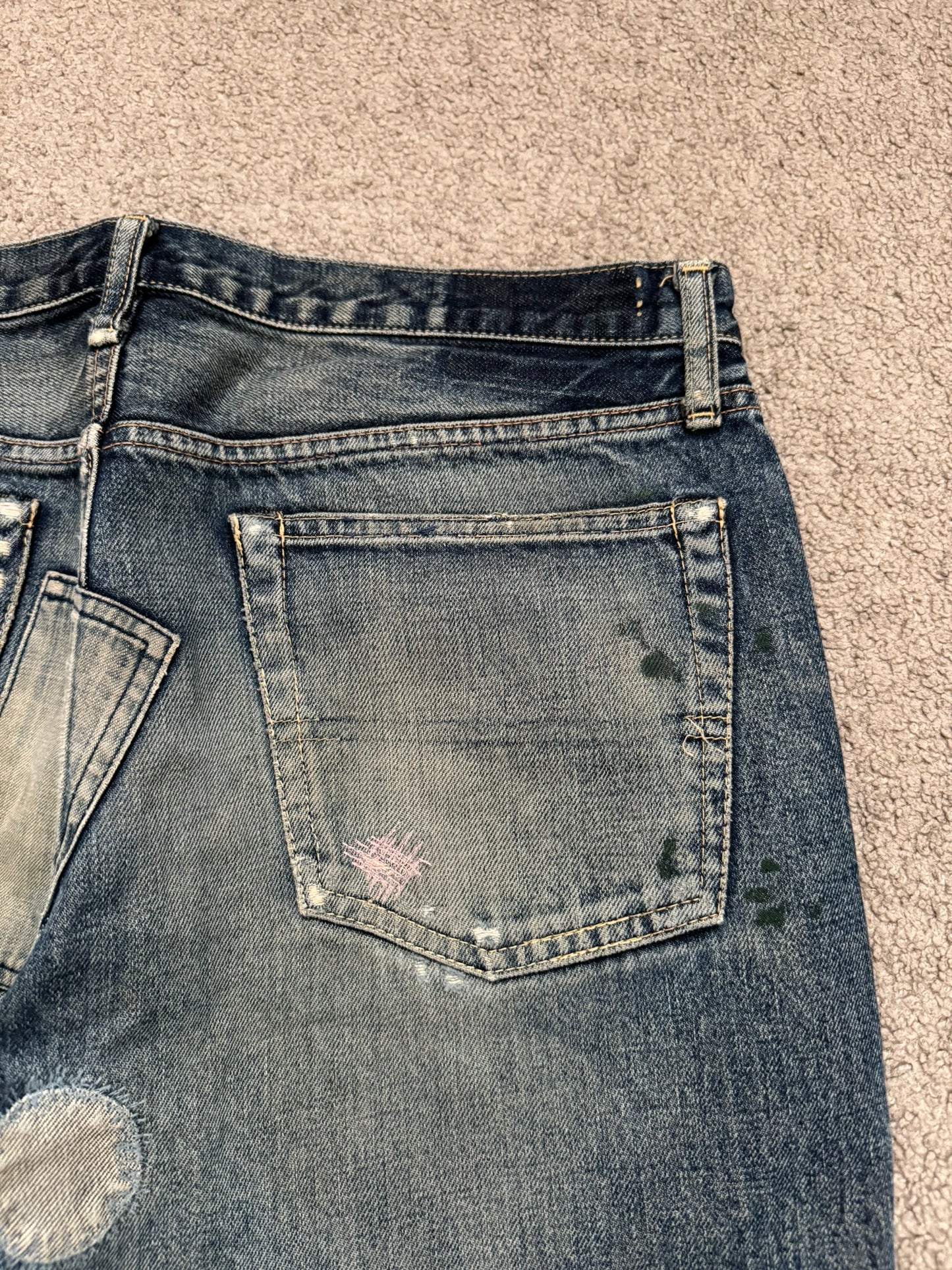 SS05 Undercover "But Beautiful" 60 Distressed Patch Denim Jeans