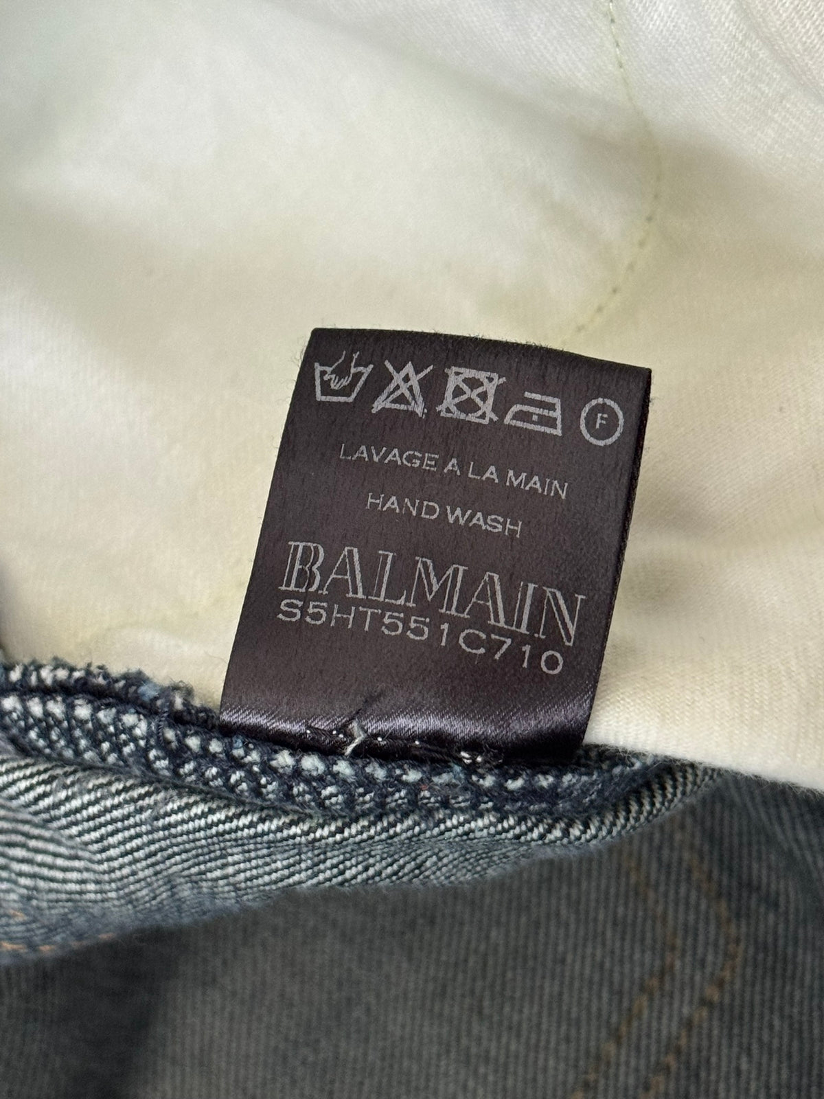SS15 Balmain by Olivier Rousteing Raw Zip Biker Denim Jeans