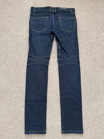 SS15 Balmain by Olivier Rousteing Raw Zip Biker Denim Jeans