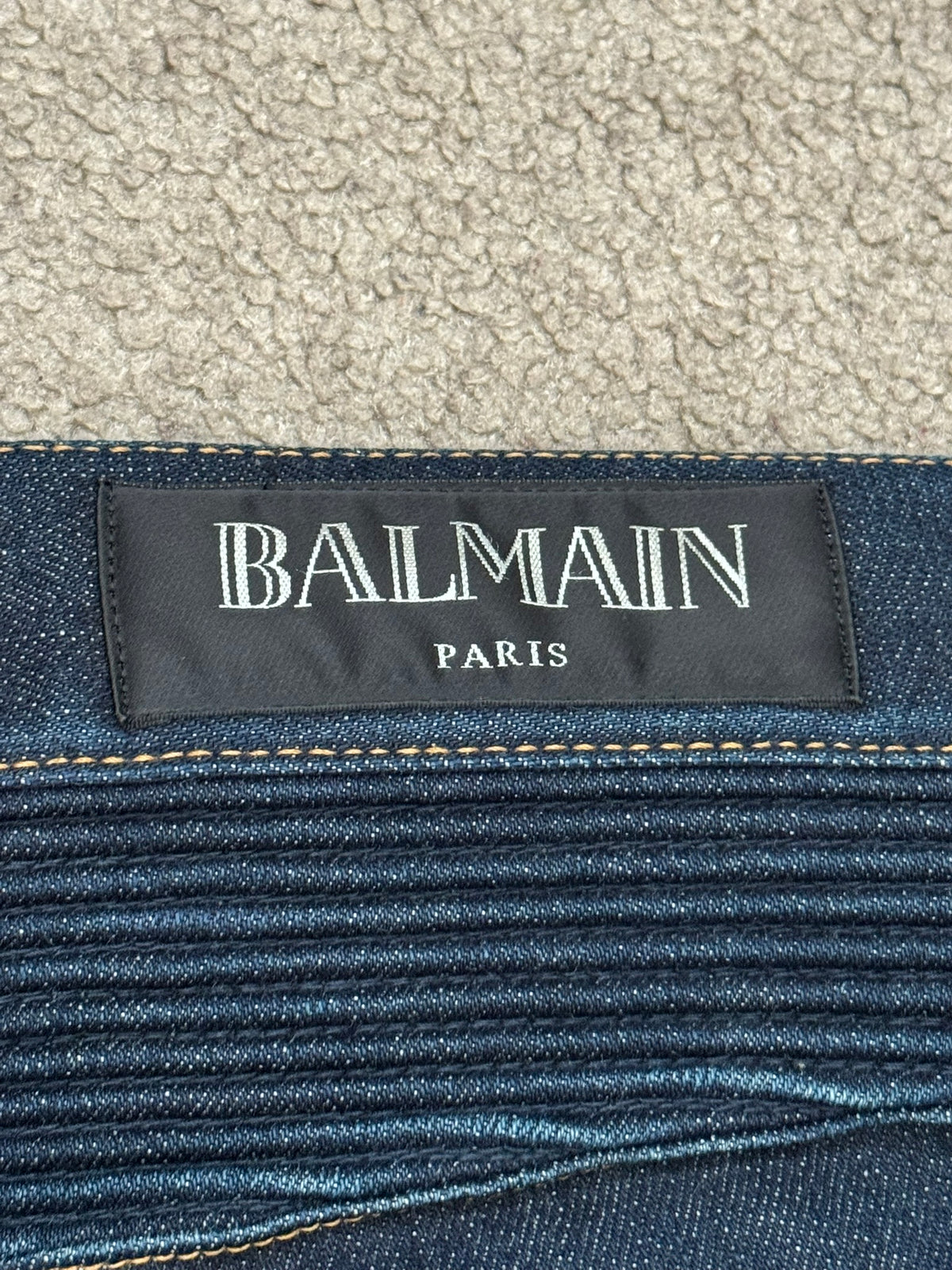 SS15 Balmain by Olivier Rousteing Raw Zip Biker Denim Jeans