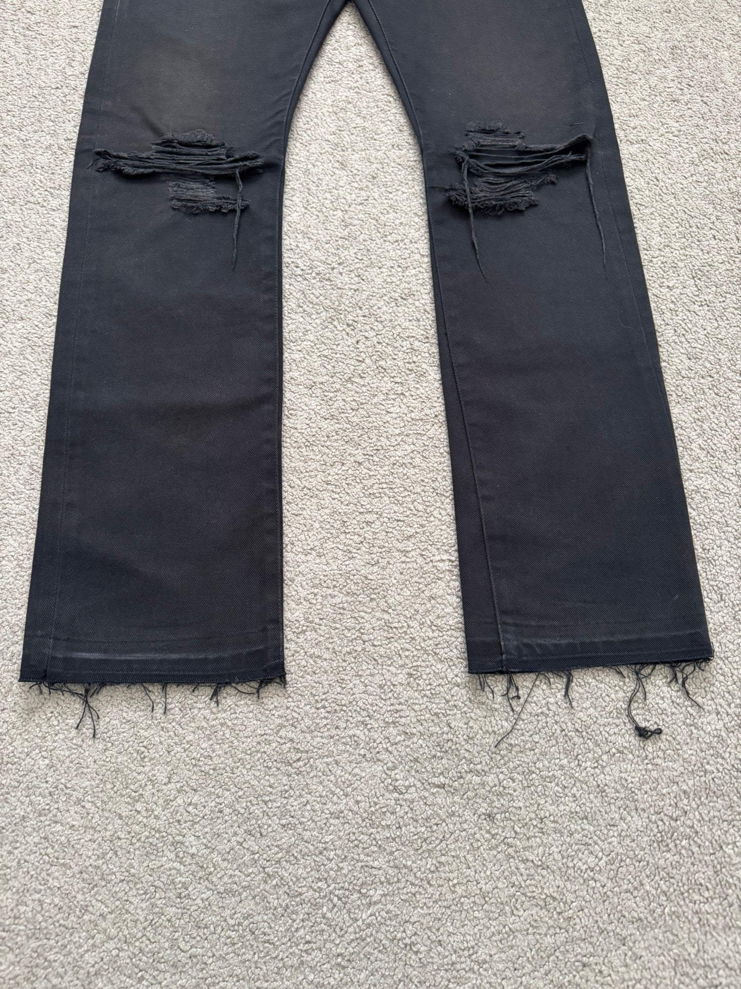 AW05 Undercover "Arts & Crafts" Leather Cummerbund Denim Jeans