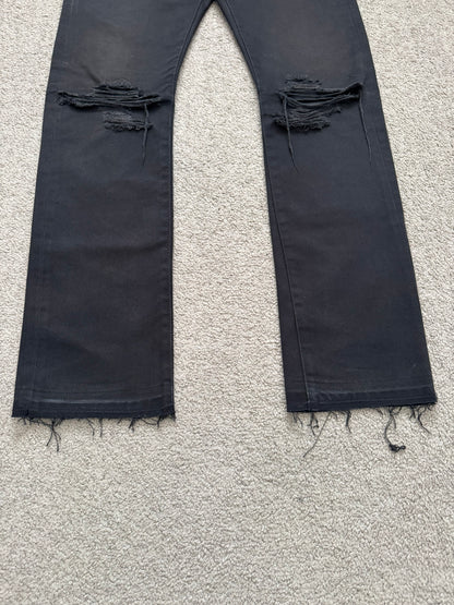 AW05 Undercover "Arts & Crafts" Leather Cummerbund Denim Jeans