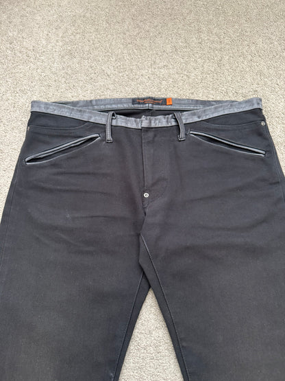 AW05 Undercover "Arts & Crafts" Leather Cummerbund Denim Jeans