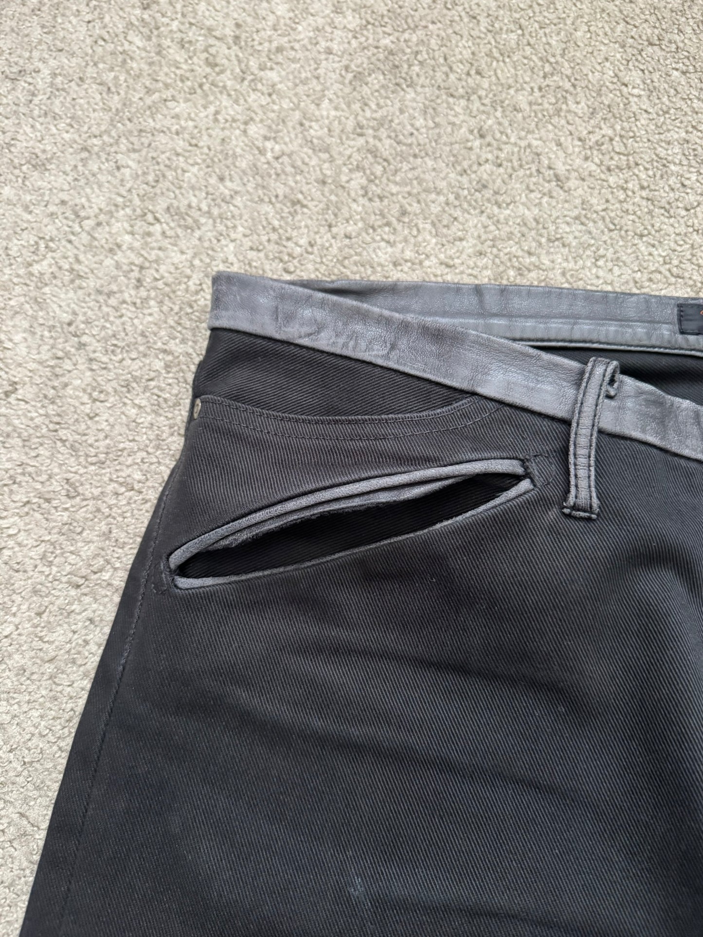 AW05 Undercover "Arts & Crafts" Leather Cummerbund Denim Jeans