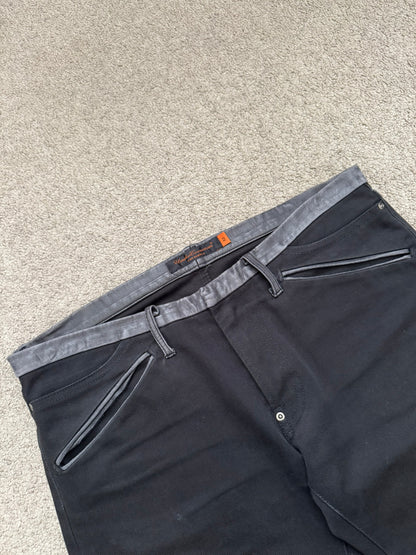 AW05 Undercover "Arts & Crafts" Leather Cummerbund Denim Jeans
