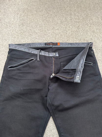 AW05 Undercover "Arts & Crafts" Leather Cummerbund Denim Jeans