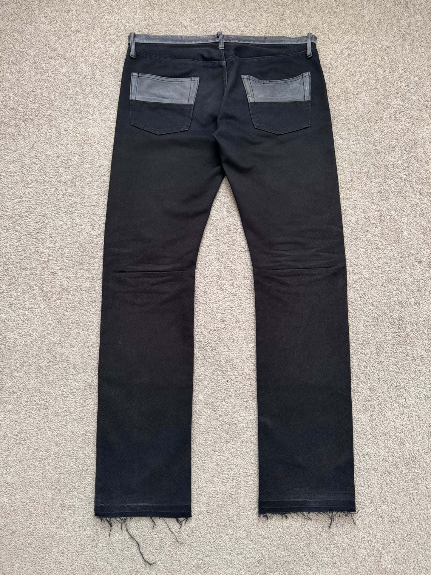 AW05 Undercover "Arts & Crafts" Leather Cummerbund Denim Jeans