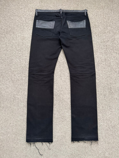 AW05 Undercover "Arts & Crafts" Leather Cummerbund Denim Jeans