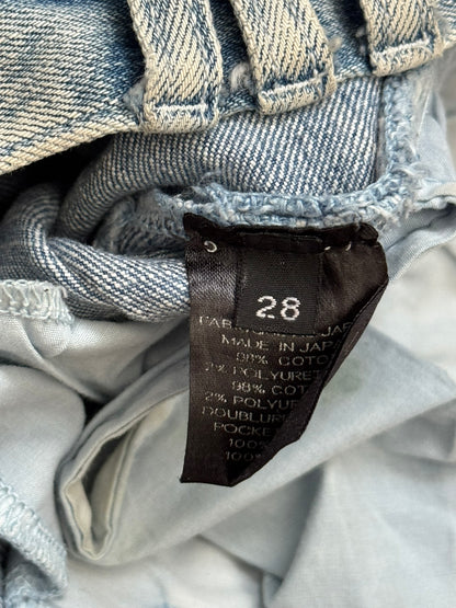 SS15 Balmain by Olivier Rousteing Ice Blue Zip Biker Denim Jeans