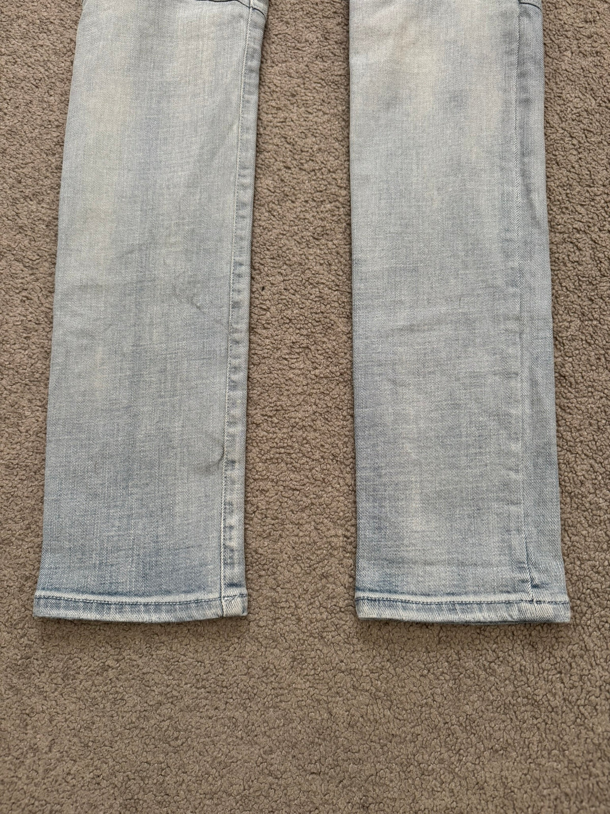 SS15 Balmain by Olivier Rousteing Ice Blue Zip Biker Denim Jeans