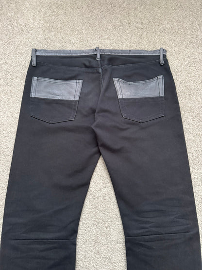 AW05 Undercover "Arts & Crafts" Leather Cummerbund Denim Jeans