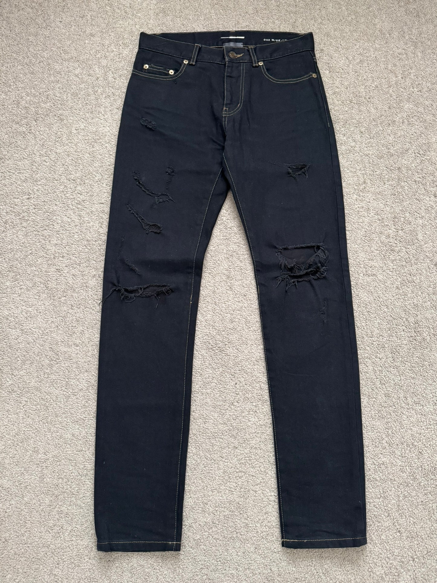 SS16 Saint Laurent by Hedi Slimane Distressed Crash Denim Jeans