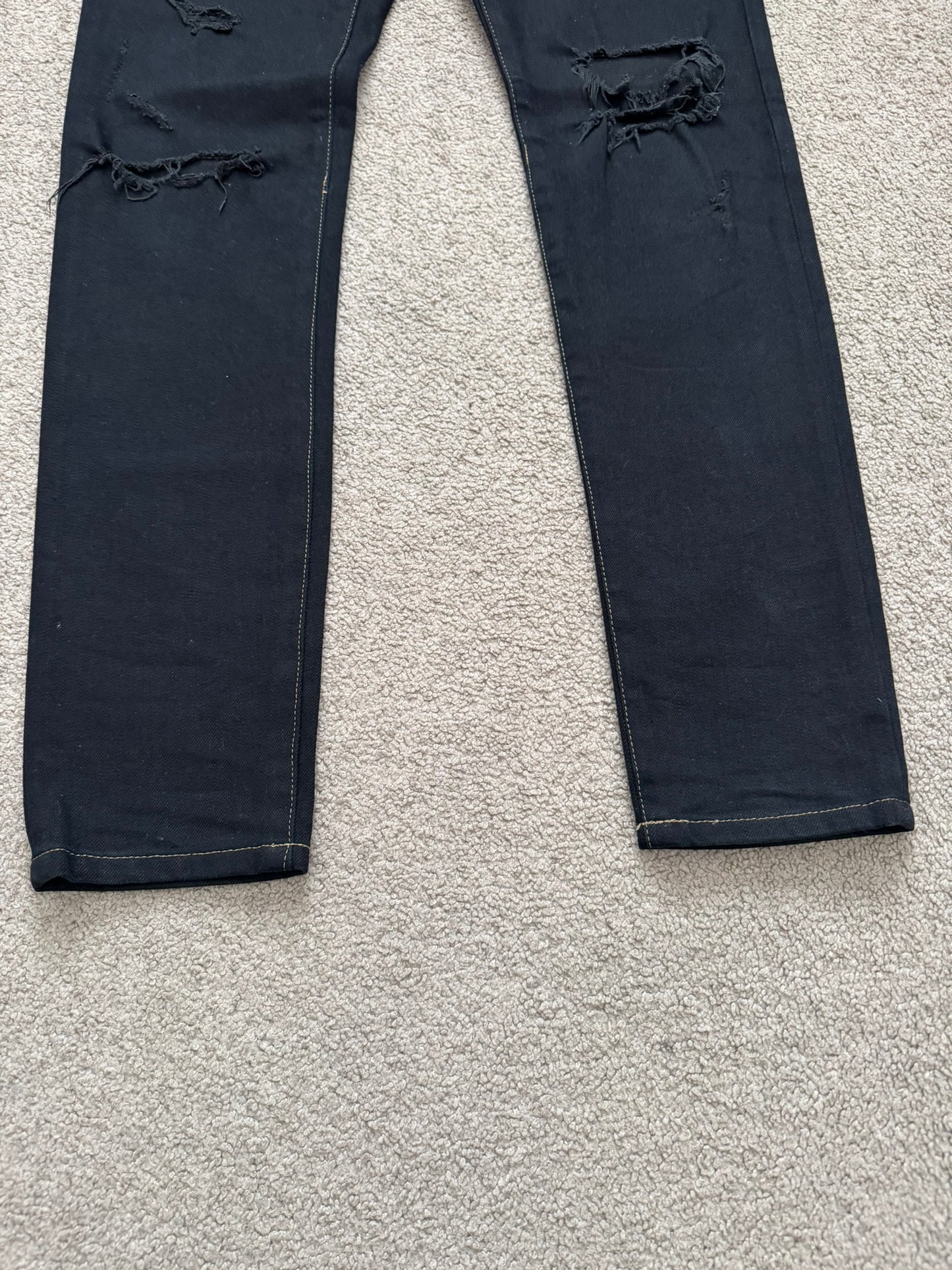 SS16 Saint Laurent by Hedi Slimane Distressed Crash Denim Jeans