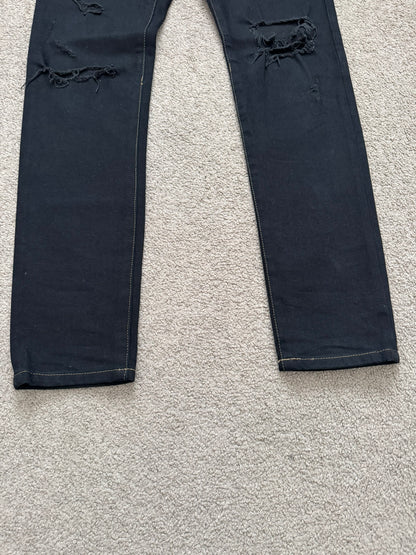SS16 Saint Laurent by Hedi Slimane Distressed Crash Denim Jeans