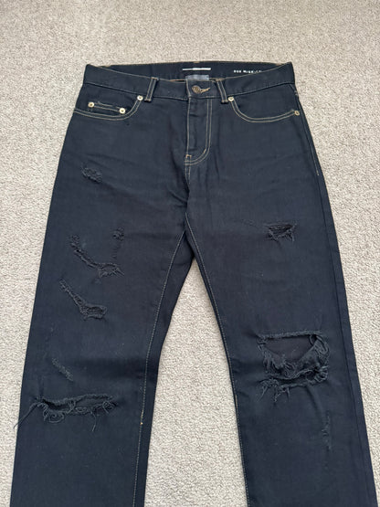 SS16 Saint Laurent by Hedi Slimane Distressed Crash Denim Jeans