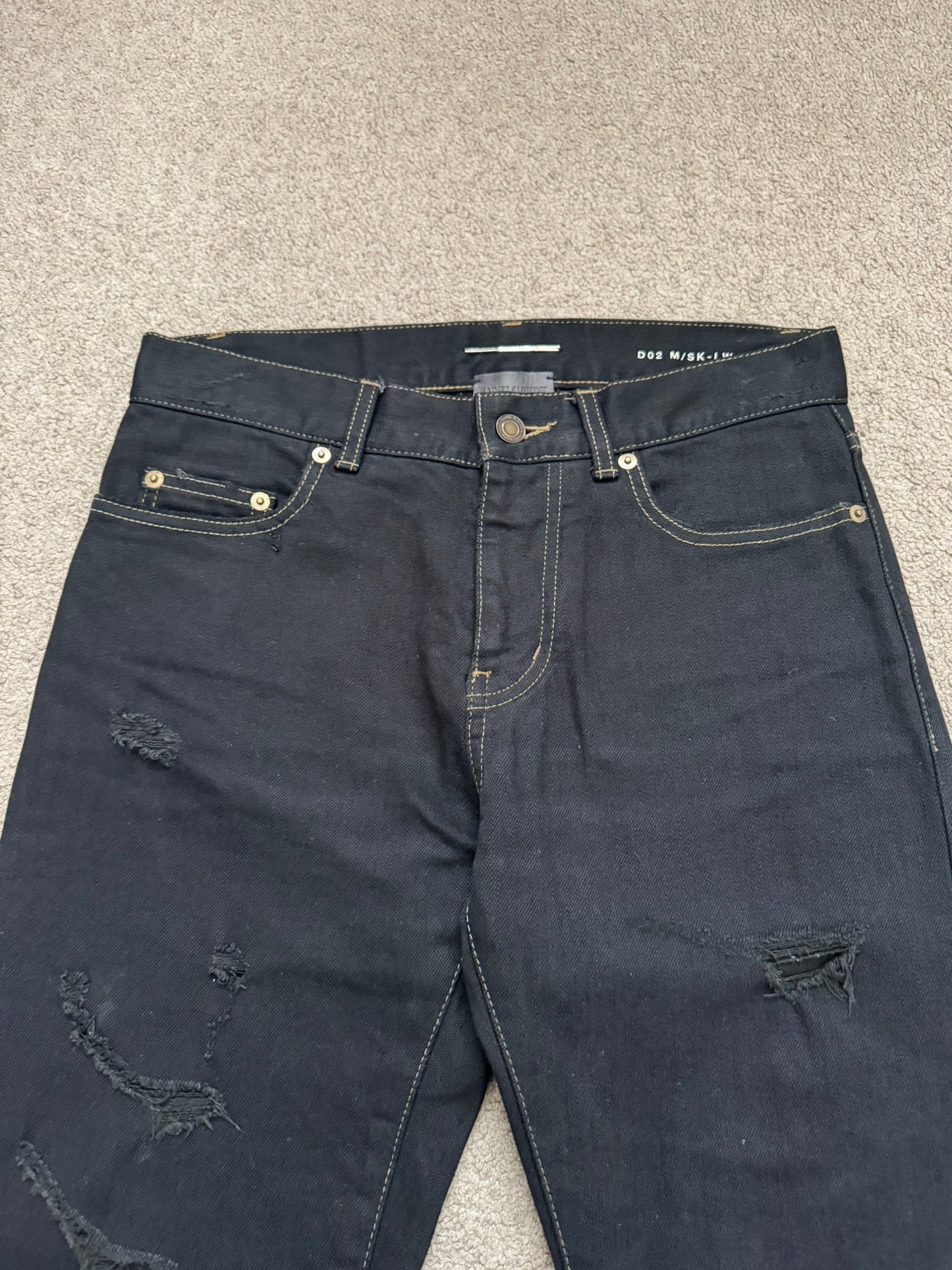 SS16 Saint Laurent by Hedi Slimane Distressed Crash Denim Jeans
