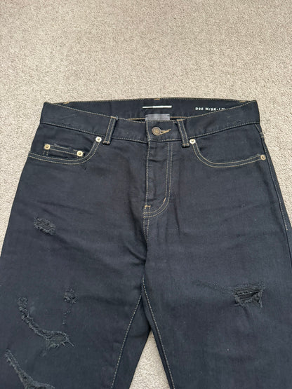 SS16 Saint Laurent by Hedi Slimane Distressed Crash Denim Jeans