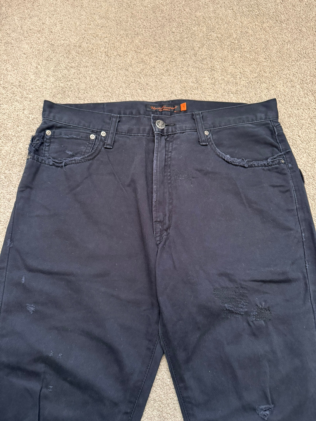 SS05 Undercover "But Beautiful" Graffiti Patch Denim Jeans
